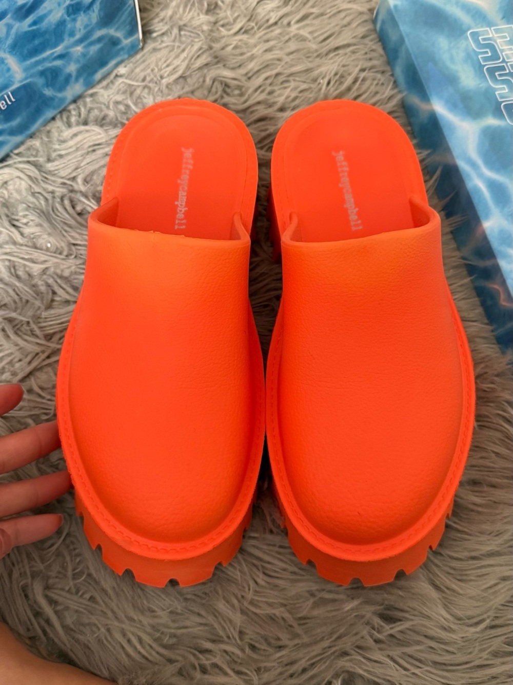 Jeffrey Campbell Bright Neon Orange Clog Mules